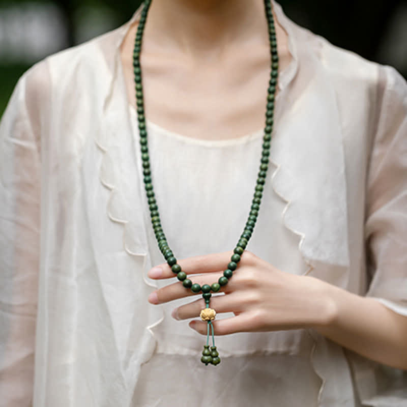 108 Holz Mala Perlen Armband Grüne Sandelholz Lotus Perlen