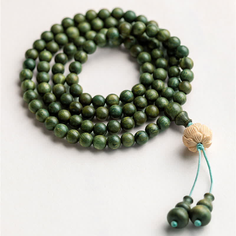 108 Holz Mala Perlen Armband Grüne Sandelholz Lotus Perlen