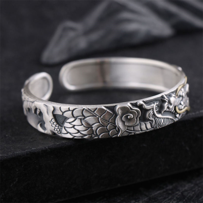 999 Sterling Silber Drachenstärke Schutzarmband