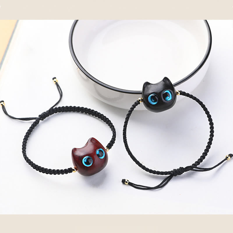 Unisex-Armband mit kleinem Blatt aus rotem Sandelholz und Ebenholz, beruhigender Schutz