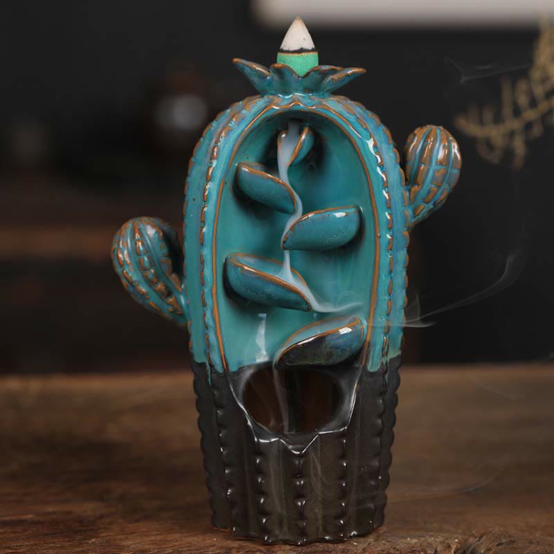 Ceramic Backflow Cactus Incense Burner 12.5cm Relaxation