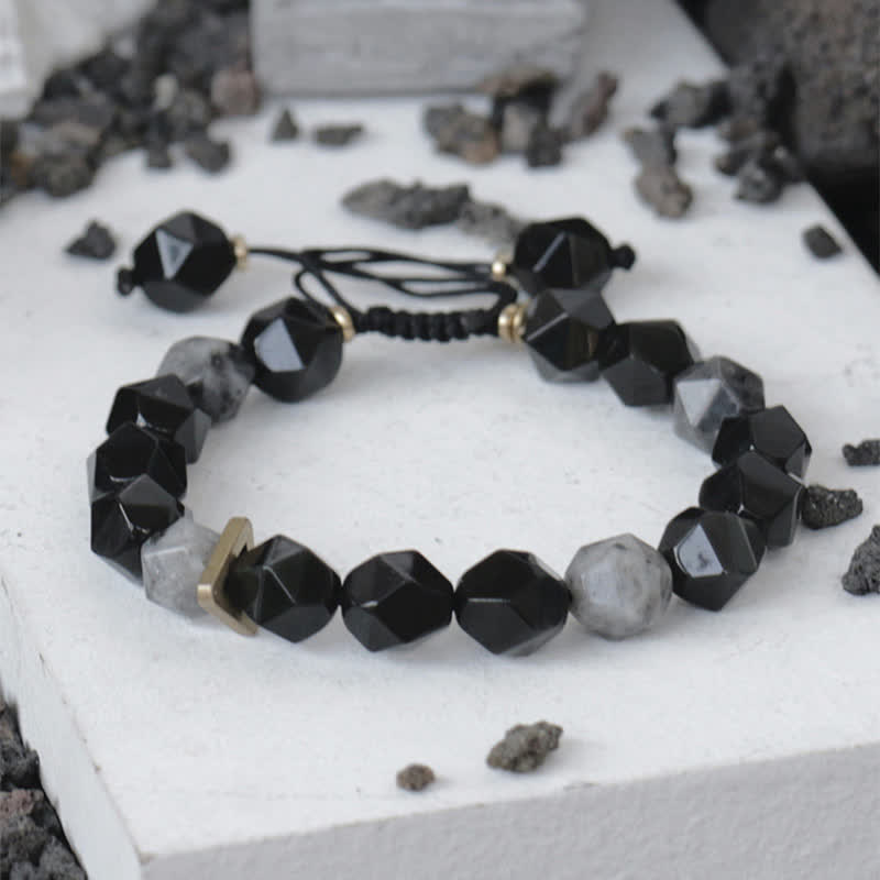 10 mm schwarzes Obsidian-Reinigungsarmband für Positivität