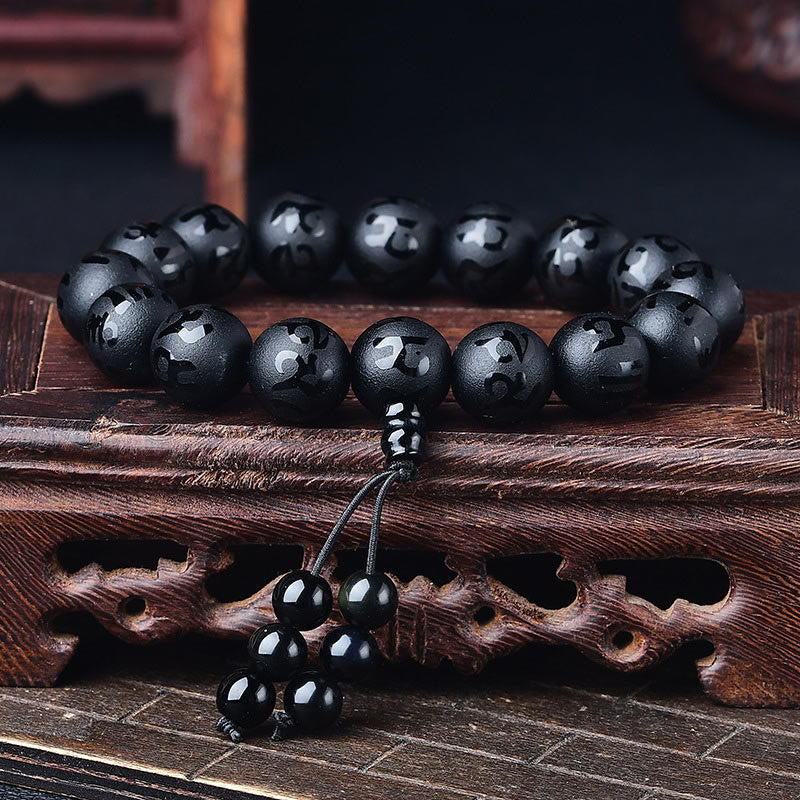 10 mm schwarzes Onyx-Schutzarmband „Om Mani Padme Hum“