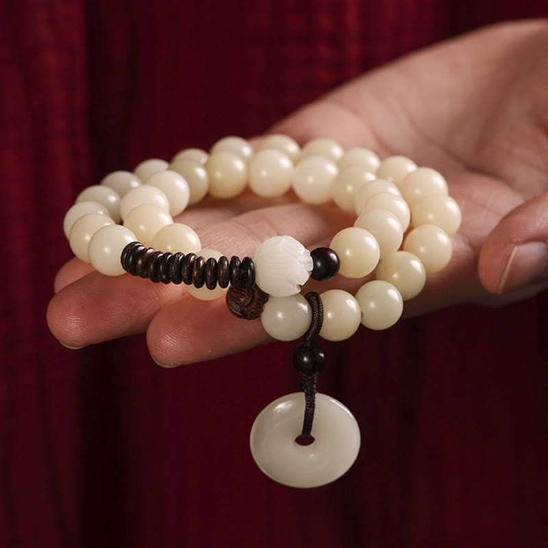 10 mm Bodhi-Samen-Lotusarmband aus grünem Sandelholz | Harmonie und Frieden