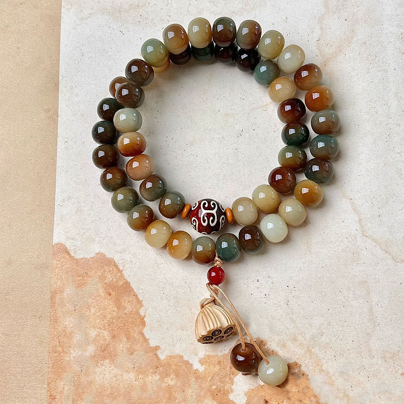 10 mm Bodhi-Samen-Lotuskapsel, doppelt gewickeltes Peace-Armband