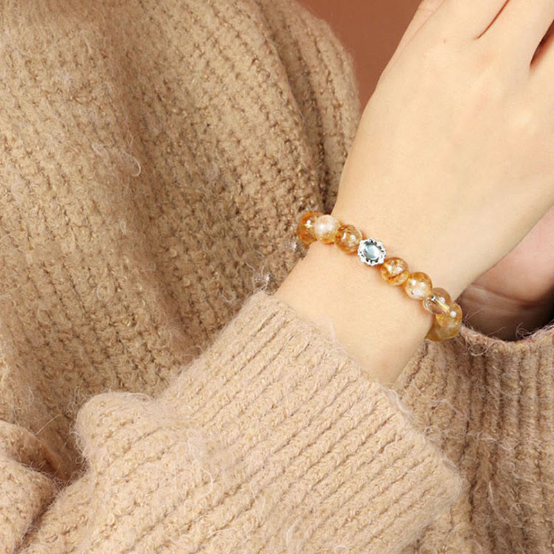 10 mm Citrin-Rutilquarz-Wohlstandsarmband