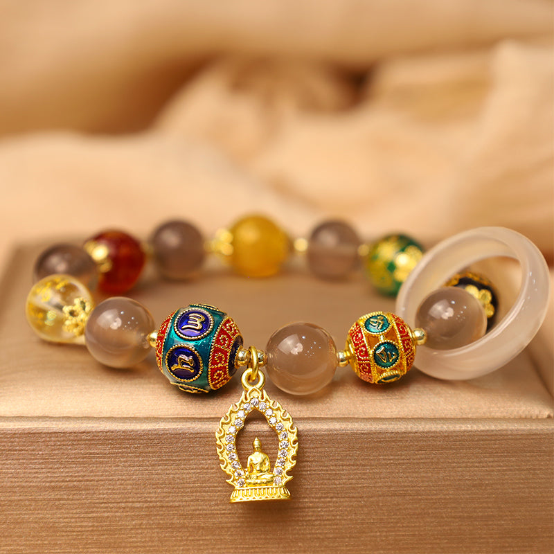 10 mm graues Achat-Armband mit Fokus auf Positivität