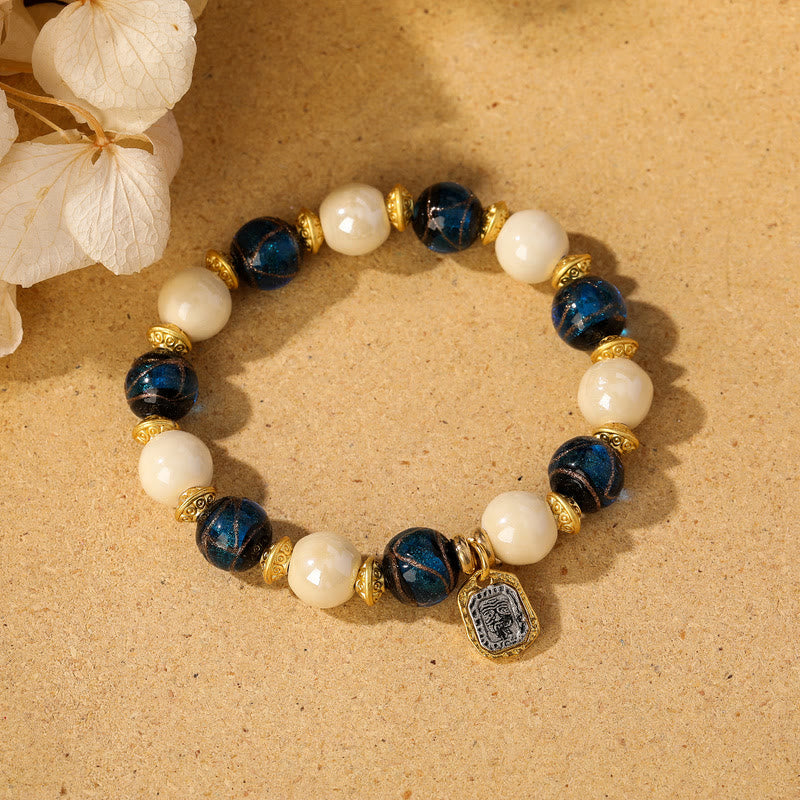 10 mm Liuli-Armband aus Glas, Weihrauch, Asche und Porzellan, spiritueller Schutz