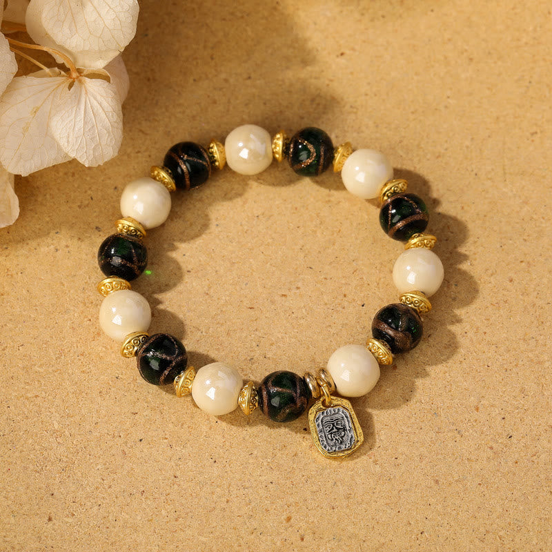 10 mm Liuli-Armband aus Glas, Weihrauch, Asche und Porzellan, spiritueller Schutz