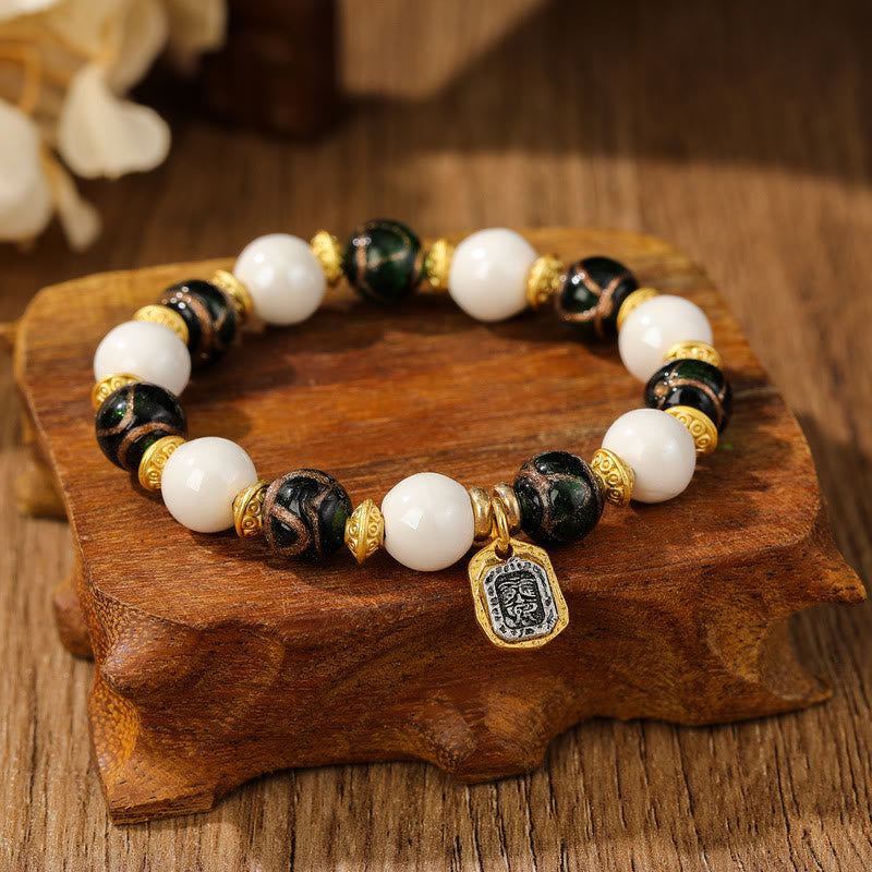 10 mm Liuli-Armband aus Glas, Weihrauch, Asche und Porzellan, spiritueller Schutz