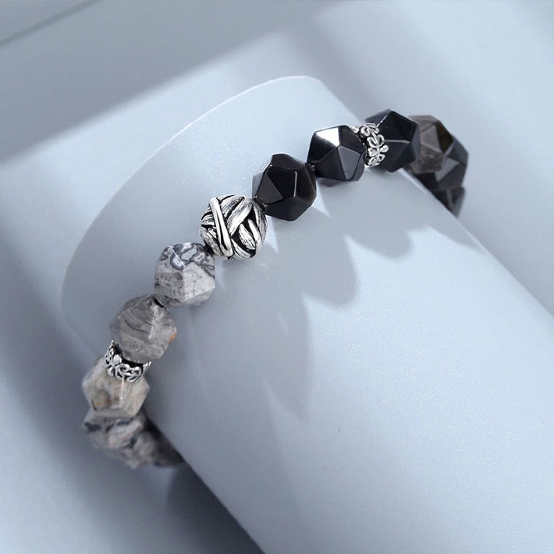 10 mm Obsidian Grau Jaspis Naturschutzarmband