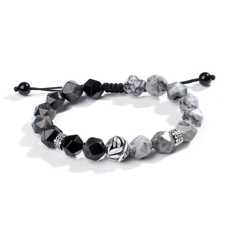 10 mm Obsidian Grau Jaspis Naturschutzarmband
