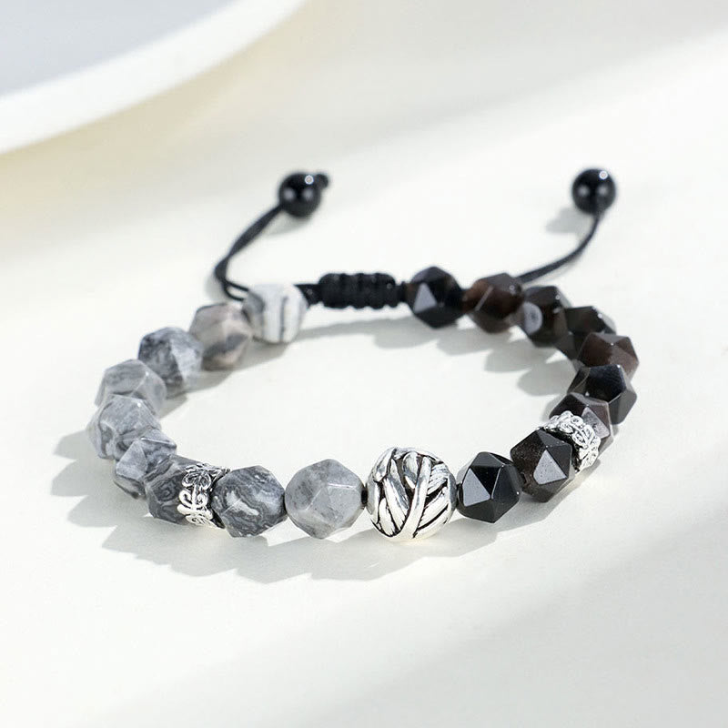 10 mm Obsidian Grau Jaspis Naturschutzarmband