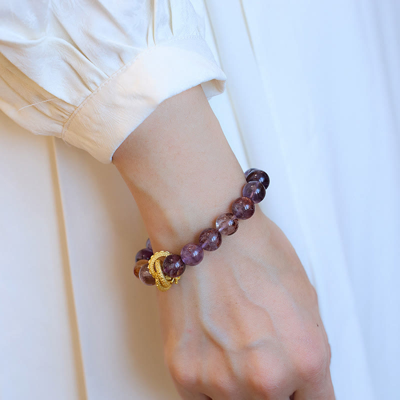 10 mm lila Phantom vergoldetes Dragon Wisdom Armband