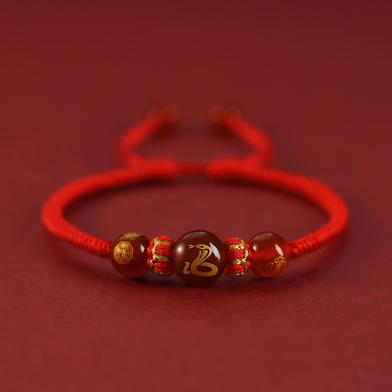 10 mm rotes Achat-Schutzarmband mit chinesischem Sternzeichen