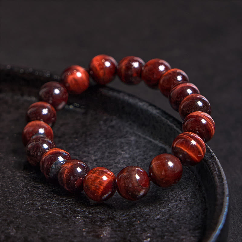 10 mm rotes Tigerauge-Heilarmband für Mut