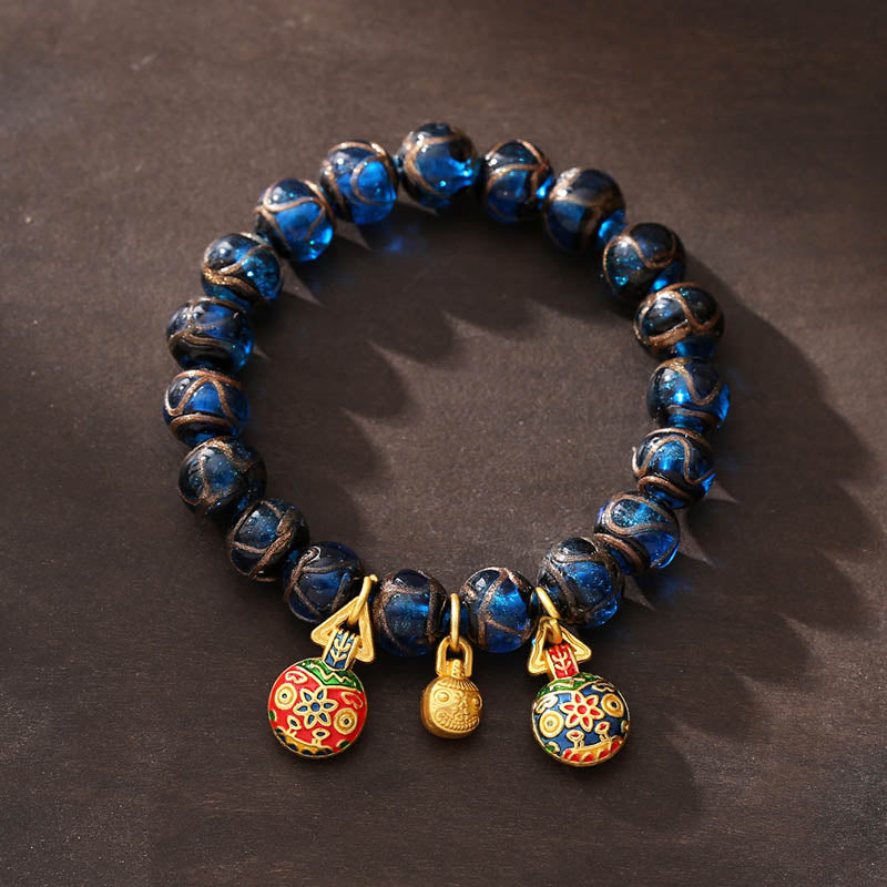 10 mm spirituelle Armbänder Blaues Liuli-Glas-Glücksbringer-Armband