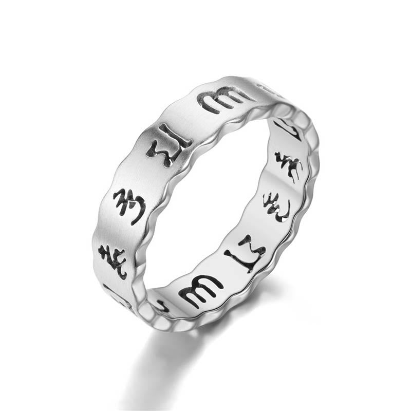 10 mm Titanstahl-Drehring „Om Mani Padme Hum“