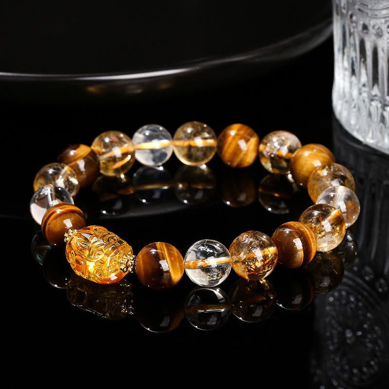 10 mm gelbes Tigerauge-Citrin-Stärkearmband für Damen