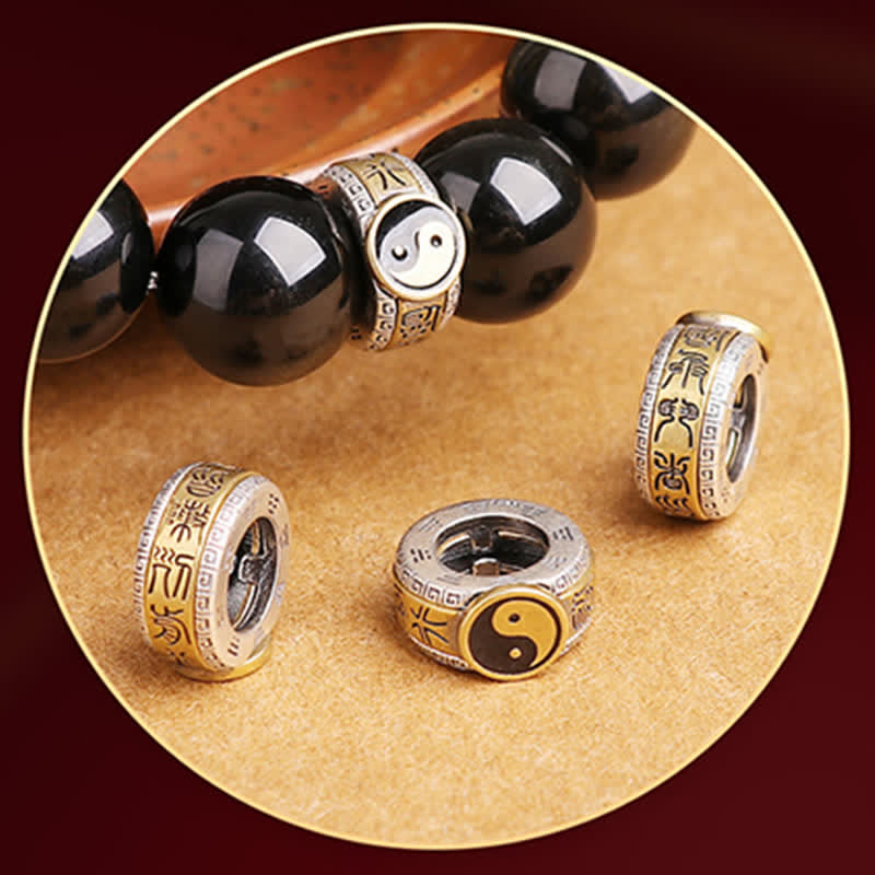 10 mm Yin Yang Obsidian Schutzarmband Sterling Silber