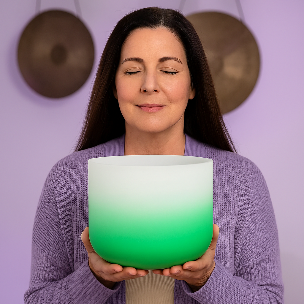 Kristallklangschale - Herzchakra-Klangschale - F-Note-Meditationsschale zur Heilung