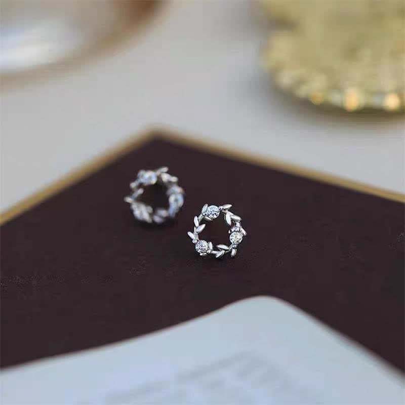 925 Sterling Silber Spirituelle Ohrringe Winziger Kranz Segensblume