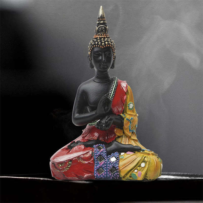 12 cm große thailändische Buddha-Statue aus Kunstharz für Frieden zu Hause