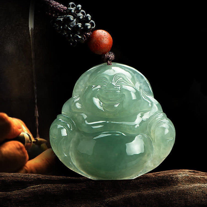 Lachender Buddha Jade Halskettenanhänger | Fülle & Glück