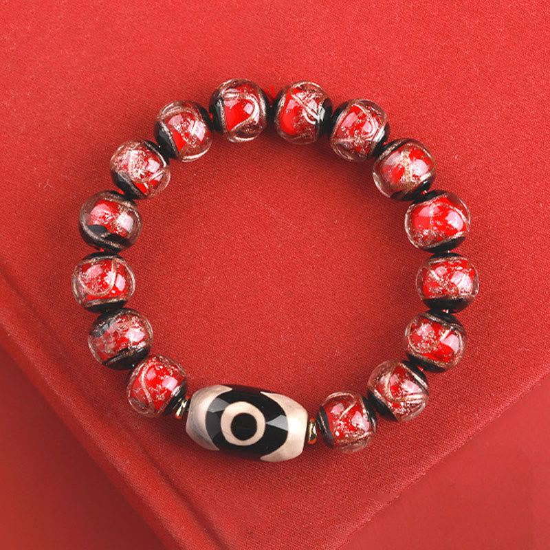 12 mm Neun-Augen-Dzi-Perlenarmband mit spirituellem Reichtum