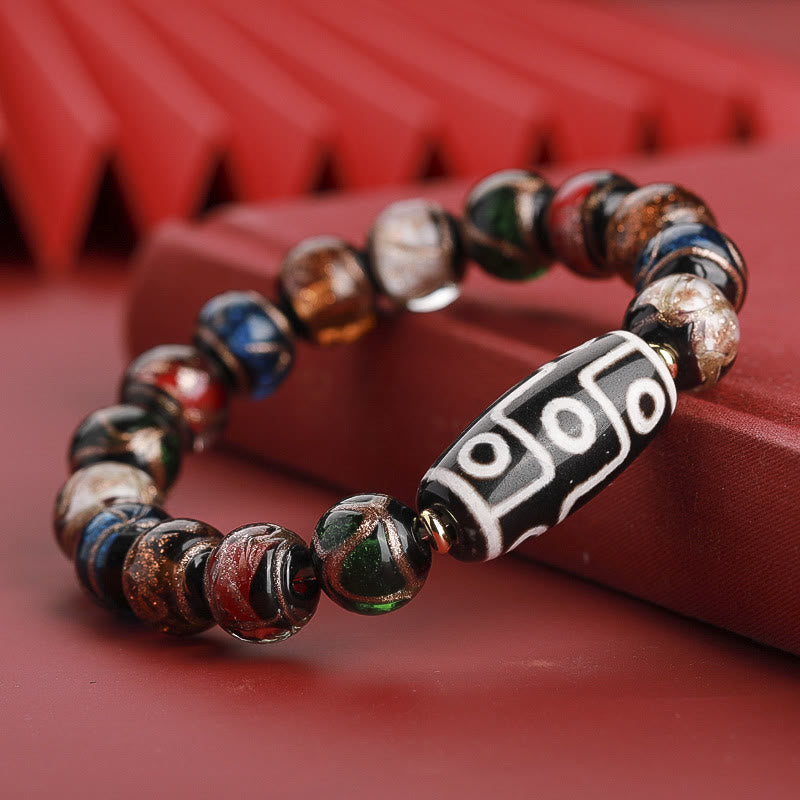 12 mm Neun-Augen-Dzi-Perlenarmband mit spirituellem Reichtum