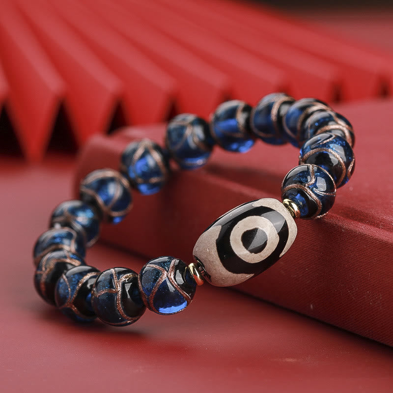 12 mm Neun-Augen-Dzi-Perlenarmband mit spirituellem Reichtum