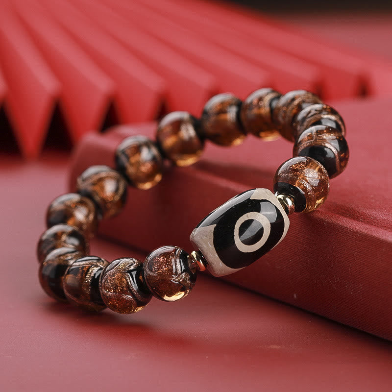 12 mm Neun-Augen-Dzi-Perlenarmband mit spirituellem Reichtum