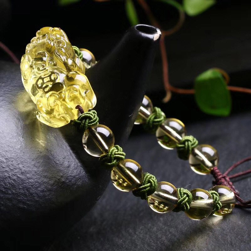 8 mm Citrin-Pixiu-Armband zum Schutz des Reichtums