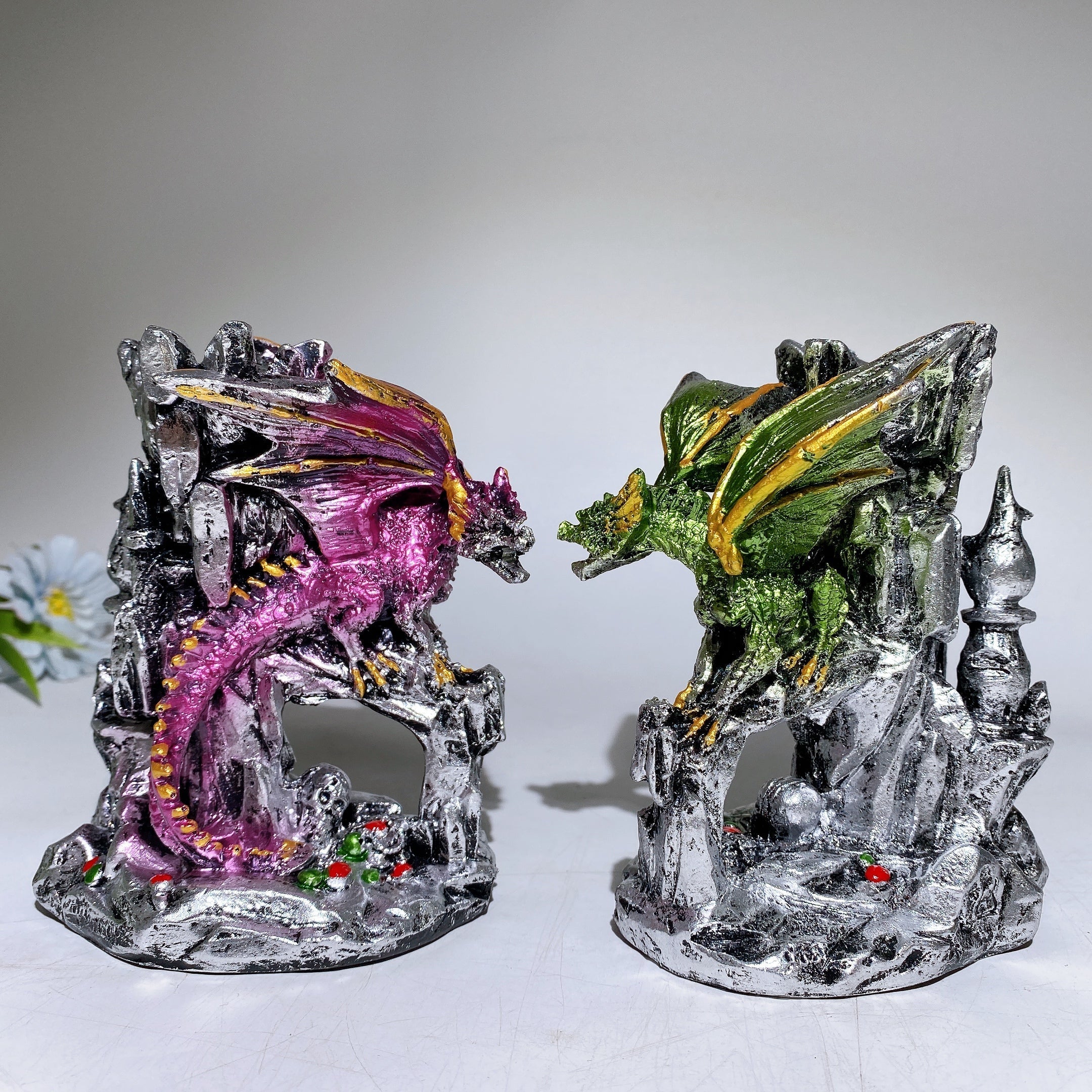 13 cm großer Drachenständer aus Kunstharz für chinesische Kristallkugeln