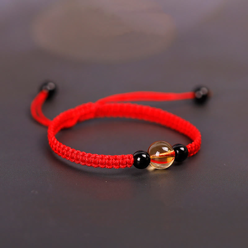 14–16 cm Citrin-Schwarz-Obsidian-King-Kong-Knoten-Schutzarmband