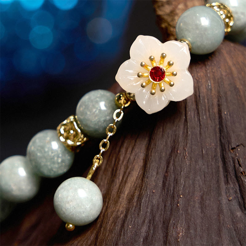 14–16 cm großes Jade-Armband mit Blumenmotiv für Wohlstand