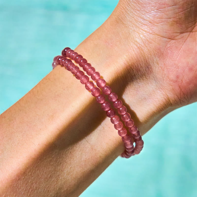 14–16 cm großes Erdbeerquarz-Doppelwickelarmband