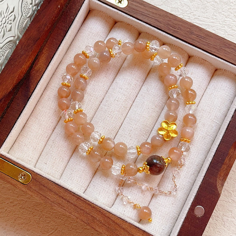 14–16 cm großes spirituelles Armband mit Sonnenstein-Kristall und doppelter Wicklung