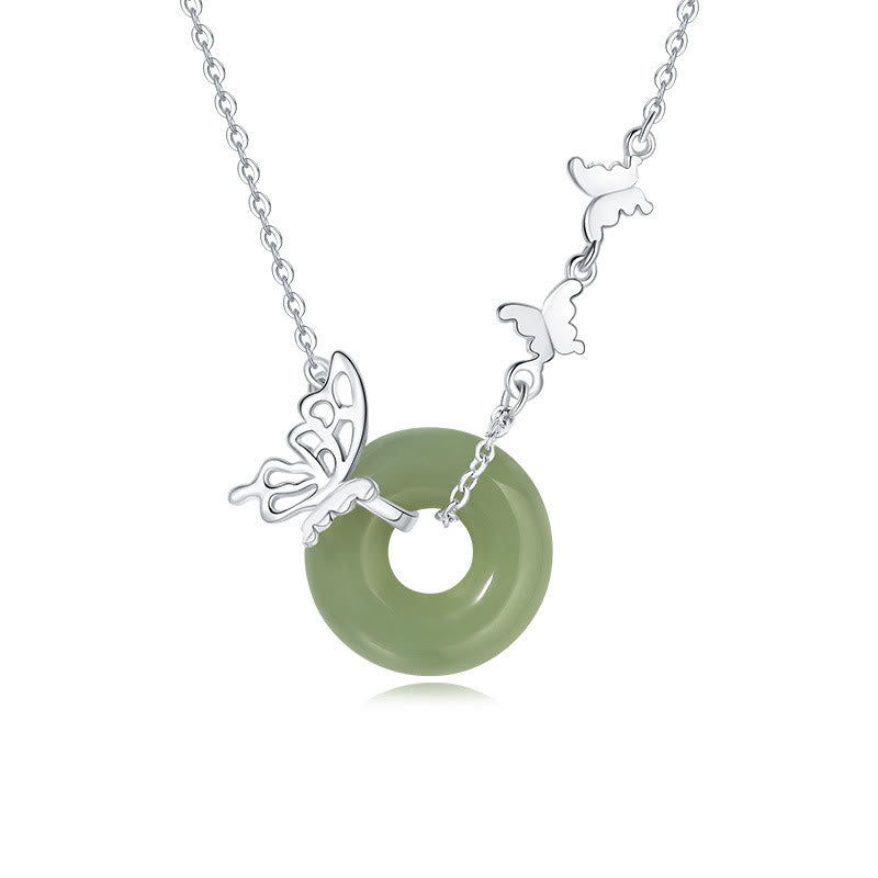 14–17 cm Hetian Jade Peace Schnalle Schmetterling Armband & Halskette