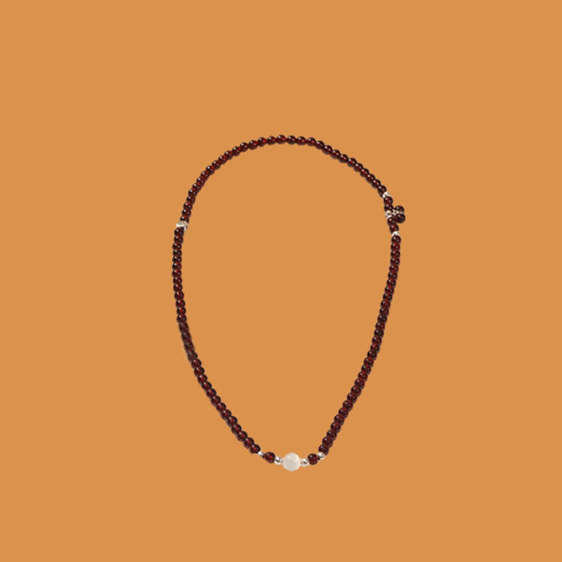 14 cm großes Schutzarmband aus Granat und 925er Sterlingsilber