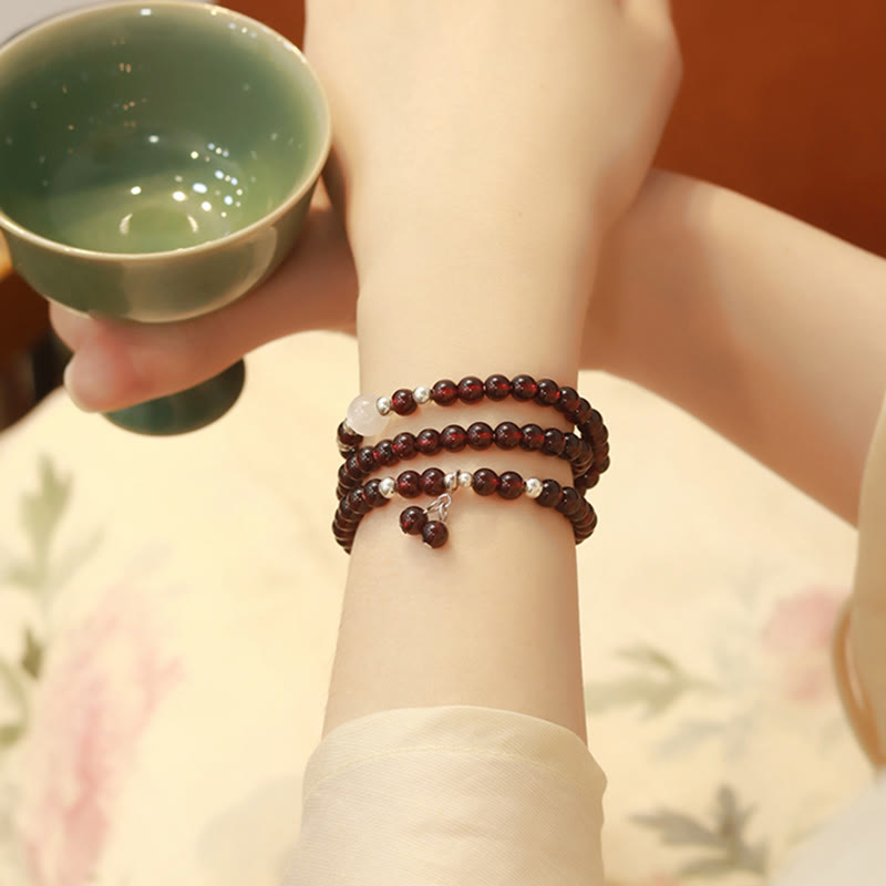 14 cm großes Schutzarmband aus Granat und 925er Sterlingsilber