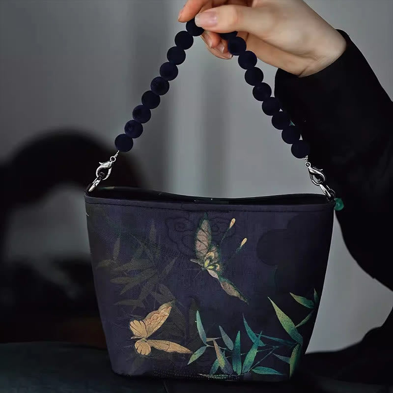 14 cm große Umhängetasche mit spiritueller Metallkette und Schmetterlingsdesign