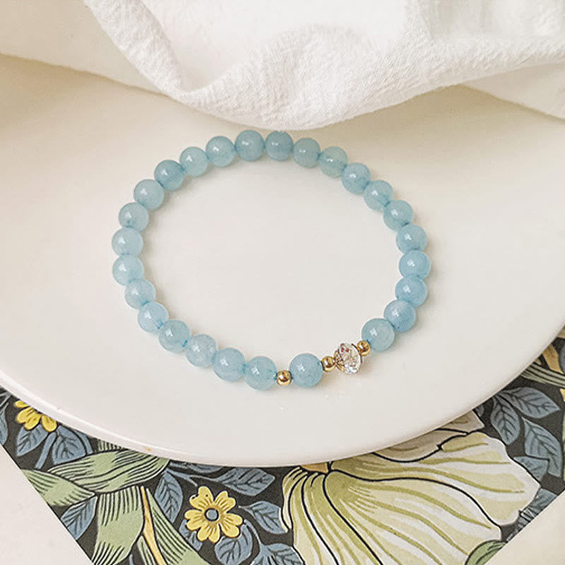 14 Karat vergoldetes Aquamarin-Heilarmband für Gelassenheit