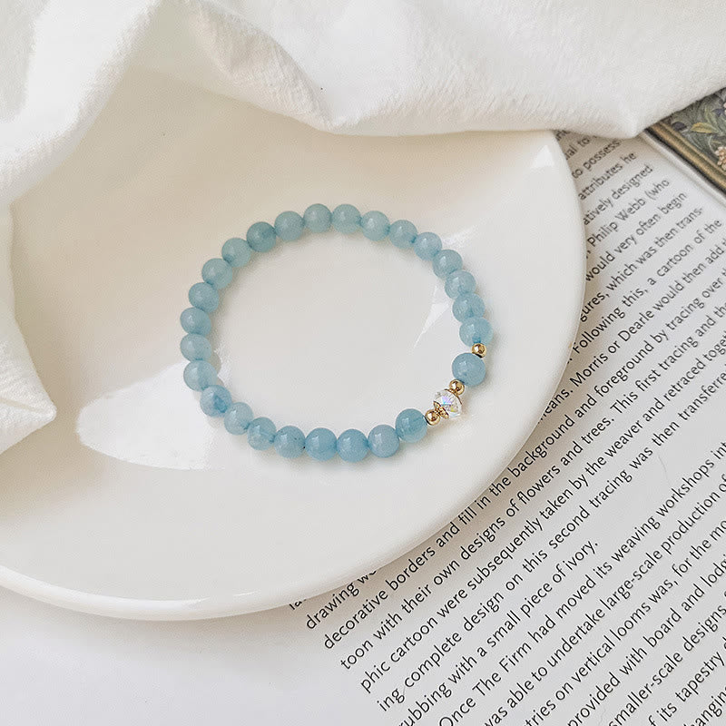 14 Karat vergoldetes Aquamarin-Heilarmband für Gelassenheit
