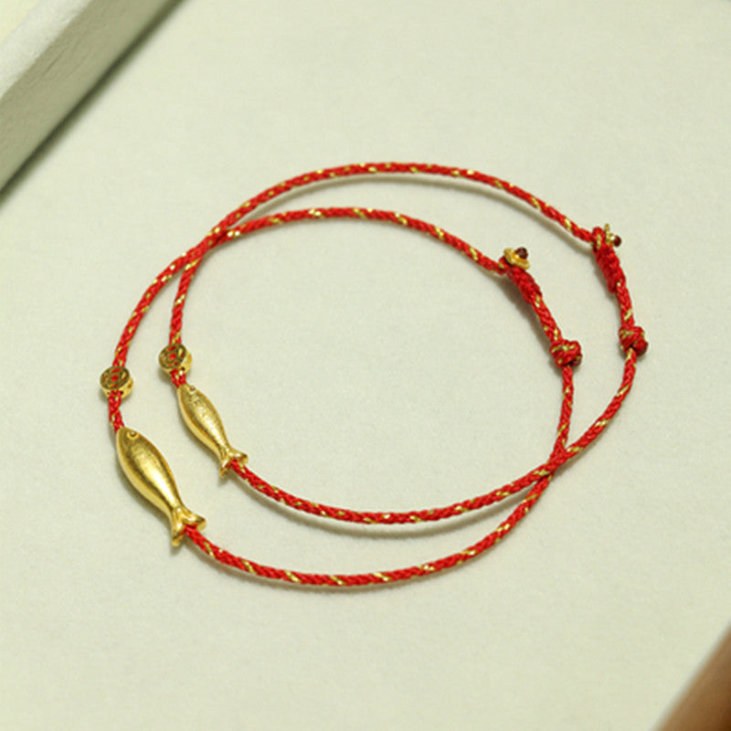 14 Karat vergoldetes Koi-Fisch-Glücks- und Reichtums-Geflochtenes Armband