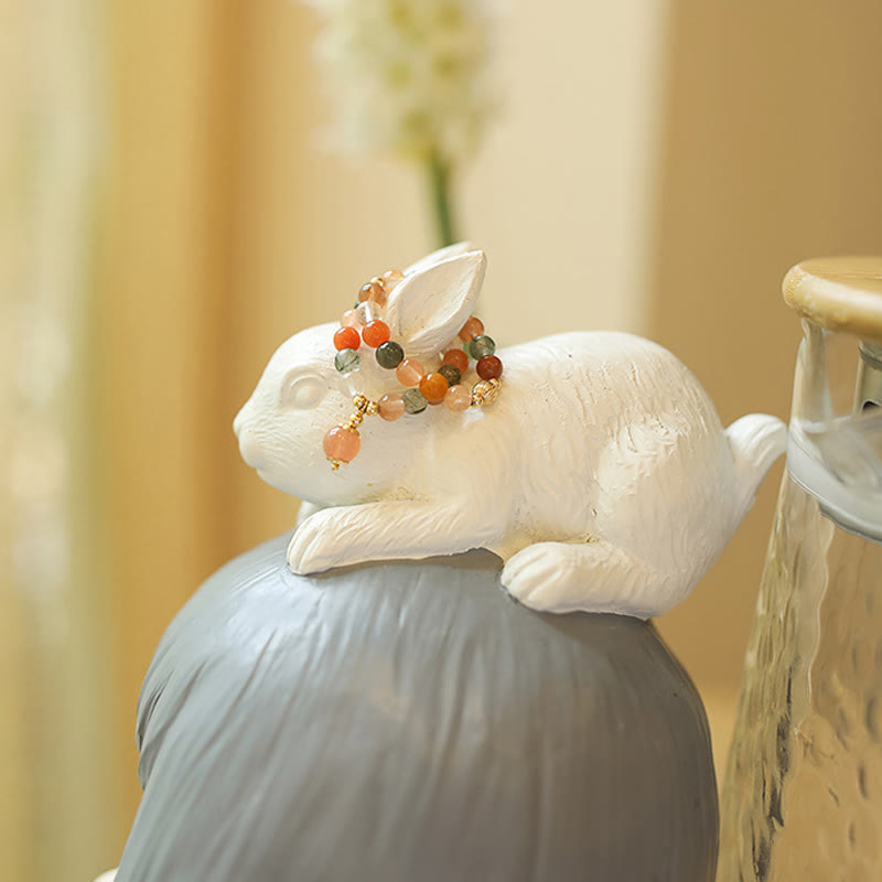 14 Karat vergoldeter Pfirsichmondstein-Fu-Lu-Shou-Ring für Glück