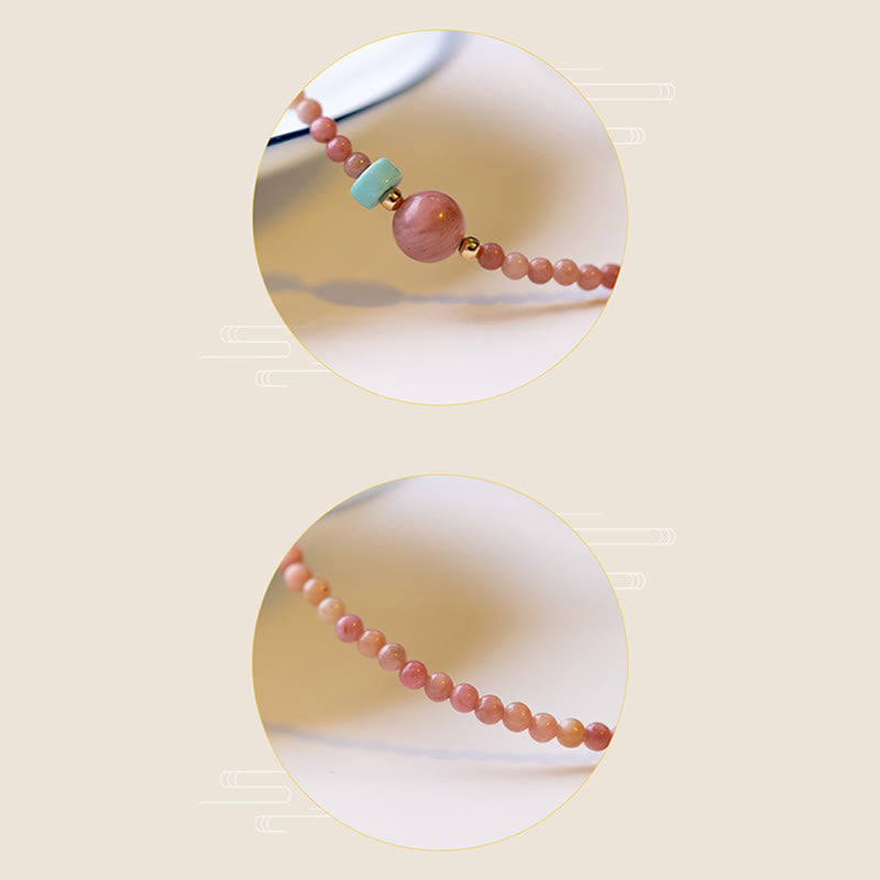 14 Karat vergoldetes Rhodonit-Loving-Energy-Kettenarmband