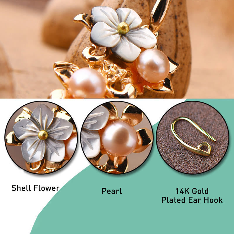 14 Karat vergoldete Tropfenohrringe mit Tridacna-Steinperlen