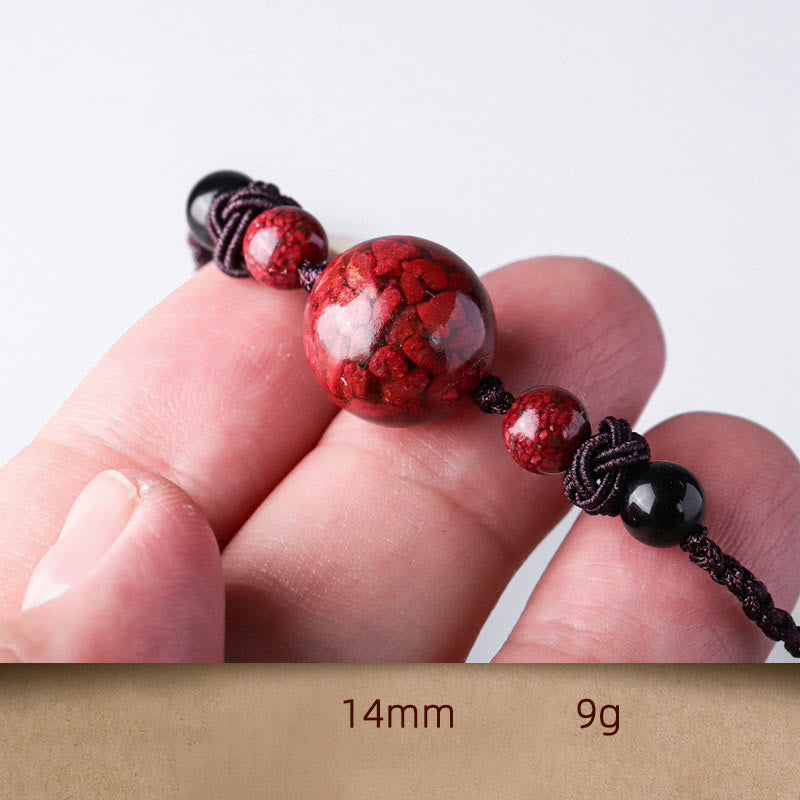 14 mm Zinnober-Segens-Halskettenanhänger für Achtsamkeit