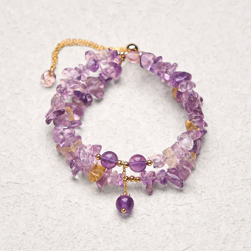 15–16 cm großes doppellagiges Meditationsarmband mit Amethyst und Citrin